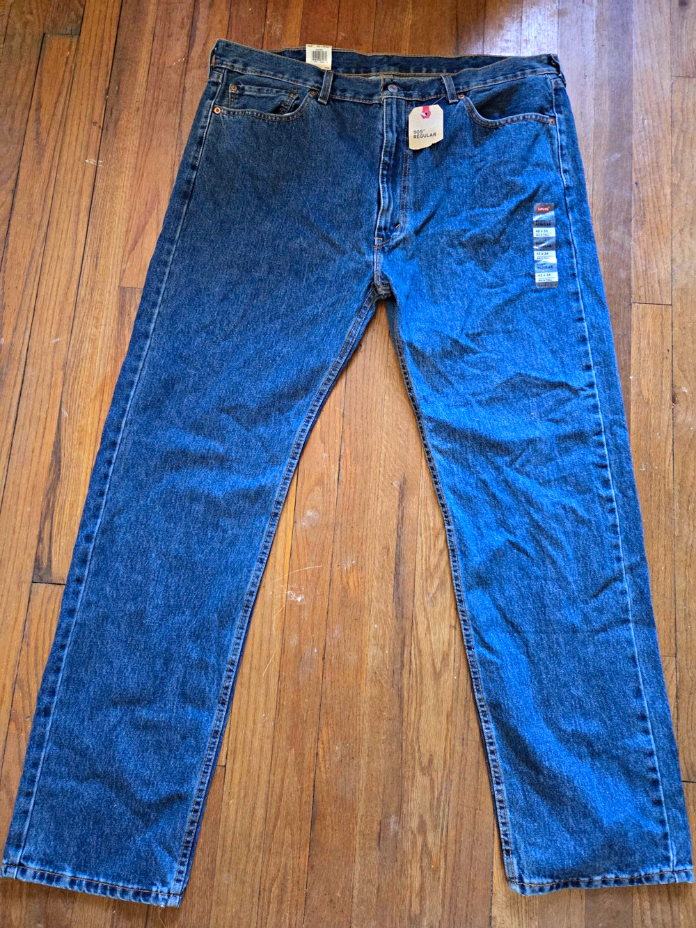 Levi’s 505 Regular Fit Blue Medium Wash Denim Jeans Big & Tall 42x34 Straight